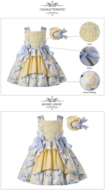 Mother Kids Baby Girls Summer Autumn Flower Bridesmaid Dresses for Children Princess Party Wedding Clothes 2368101214Y