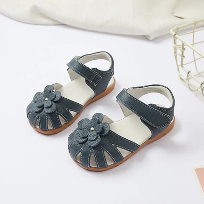 Hot selling little girl flower Sandals kids closed toe princess shoes for summer 3-7years older