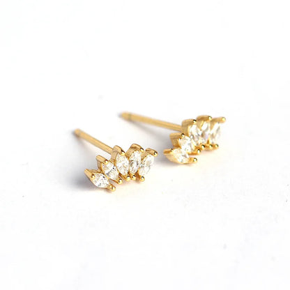 Luxury Genuine 925 Sterling Silver White Zircon Horse Eye Stud Earrings for Women Chic Office Youth Jewelry Accessories