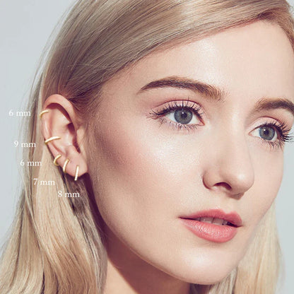 6/7/8/9mm Real 925 Sterling Silver Zircon Hoop Earrings for Women Huggie Earring Piercing Earings Jewelry Pendientes