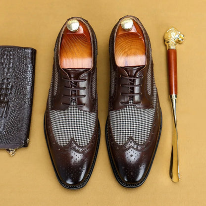 Men's Dress Shoes Leather Ventilation Lace-Up Fashion Bullock Men Shoes Formal Business Casual Spring Summer New