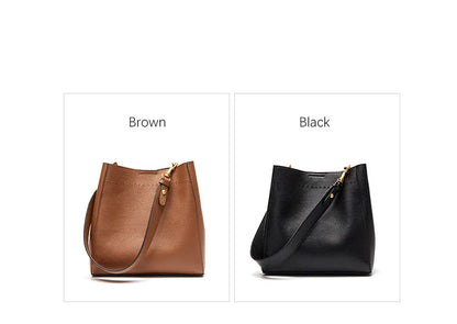 Genuine Leather Casual Shopper Shoulder Bag Commuter Large Bucket Handbag Simple High Quality Women Tote Underarm Bags