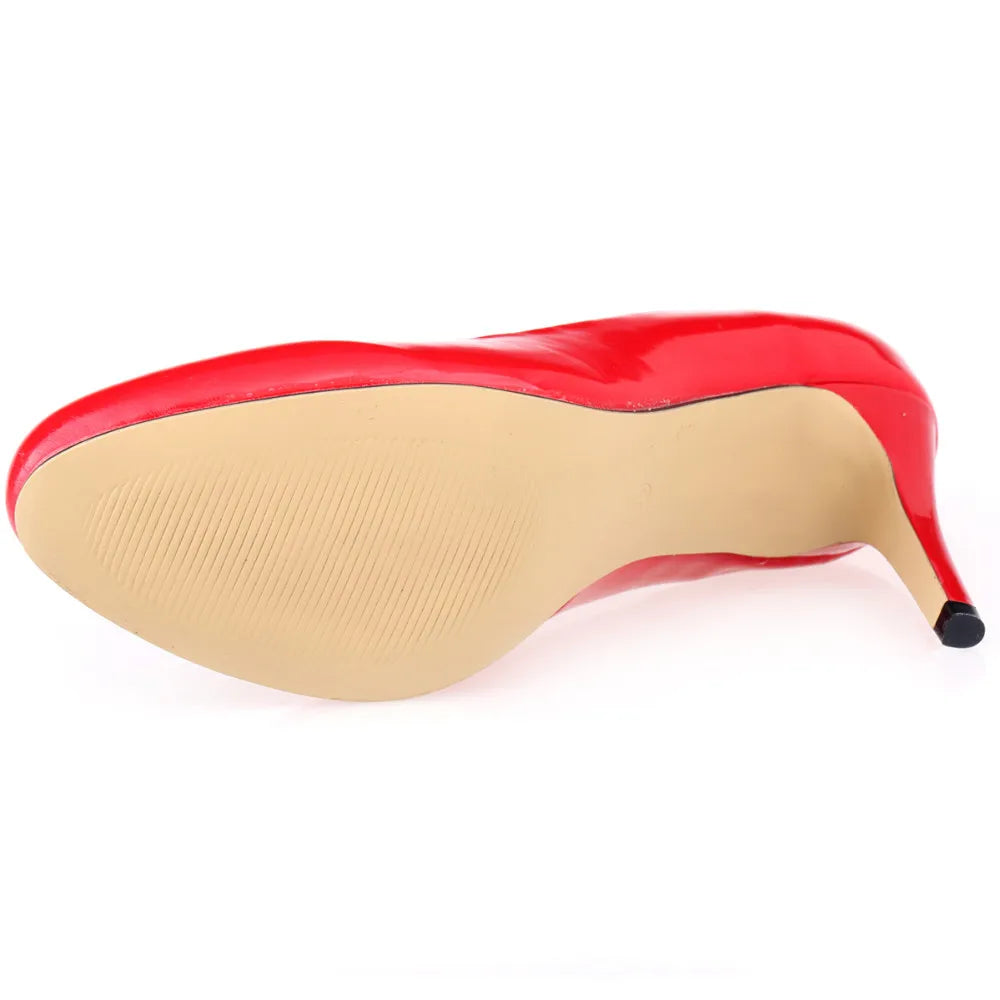 New Classic Women Pumps Sexy Round Toes 9cm Mid Med Kitten High Heels Shoes Spring Brand Design Black Red Dress Wedding Shoes