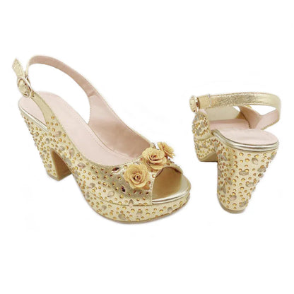 Italian Women Shoes and Bag Set Decorated with Rhinestone In Party African Italian Shoes and Bag Set Party Shoes Bag