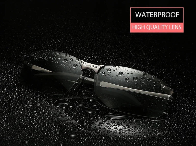 Half-frame Photochromic Sunglasses Men Women Vintage Metal Polarized Sun Glasses For Male Night Vision Driving Shades