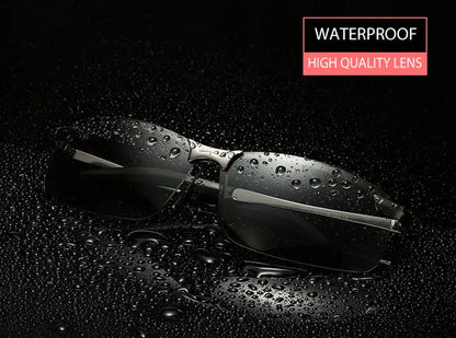 Half-frame Photochromic Sunglasses Men Women Vintage Metal Polarized Sun Glasses For Male Night Vision Driving Shades