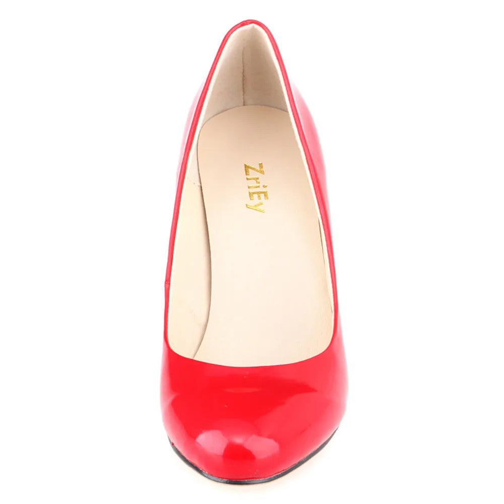 New Classic Women Pumps Sexy Round Toes 9cm Mid Med Kitten High Heels Shoes Spring Brand Design Black Red Dress Wedding Shoes