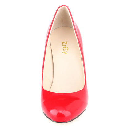 New Classic Women Pumps Sexy Round Toes 9cm Mid Med Kitten High Heels Shoes Spring Brand Design Black Red Dress Wedding Shoes