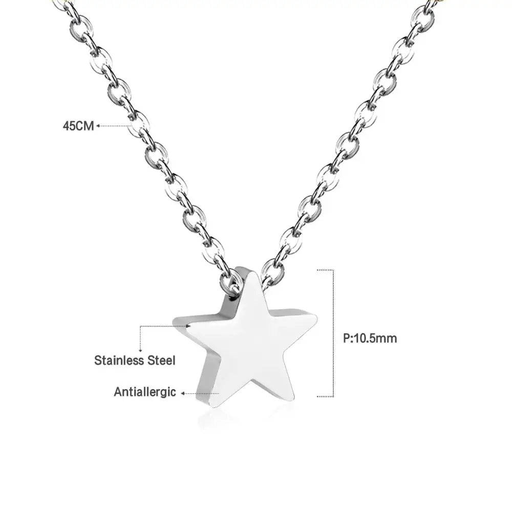 Heart Star Moon Pendant Necklaces Tiny Charms Stainless Steel Choker Women/Girls Y2K Sweater Boho Jewelry Collares