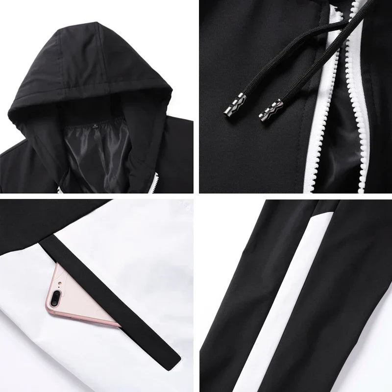 2026 Men Tracksuit Casual Joggers Hooded Sportswear Jackets And Pants 2 Piece Sets Hip Hop Running Sports Suit