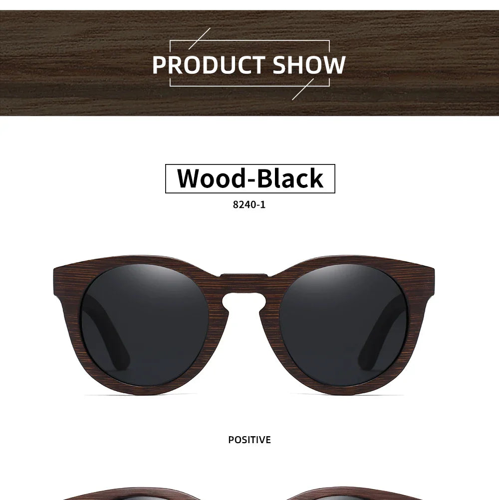 Desgin Spring New Style 100% Bamboo Polarized Sunglasses Men Women Fashion Glasses UV400 paper Box 8240