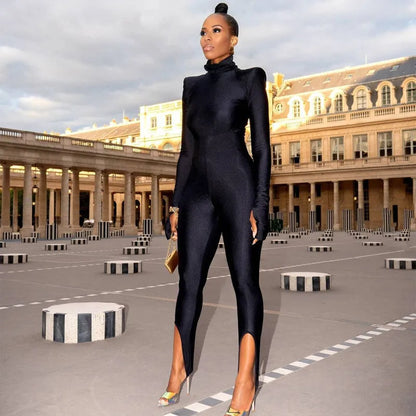 Elegant Skinny One Piece Bodysuit for Women Rompers Office Lady Sexy Fitness Bodies Fashion Tees Tops Jumpsuits Overalls