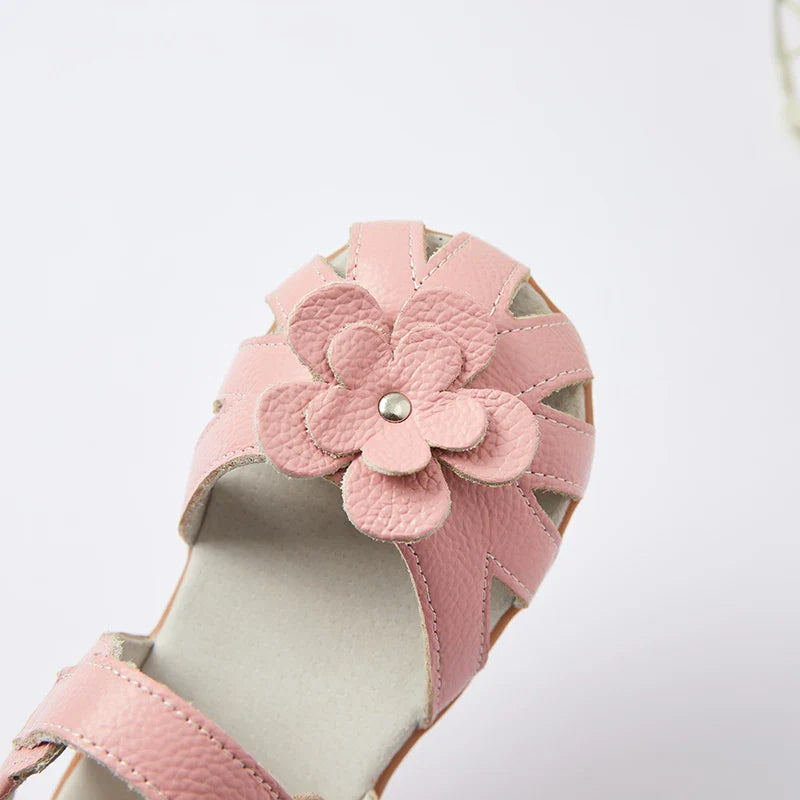 Hot selling little girl flower Sandals kids closed toe princess shoes for summer 3-7years older