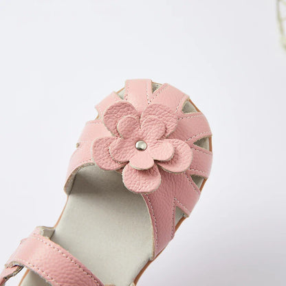 Hot selling little girl flower Sandals kids closed toe princess shoes for summer 3-7years older