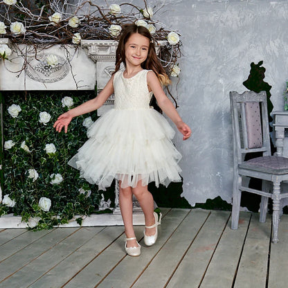 Summer Princess Dresses for Girl Lace Tulle Party Wedding Dress With Sash Baby Clothes 1-6Y E1953