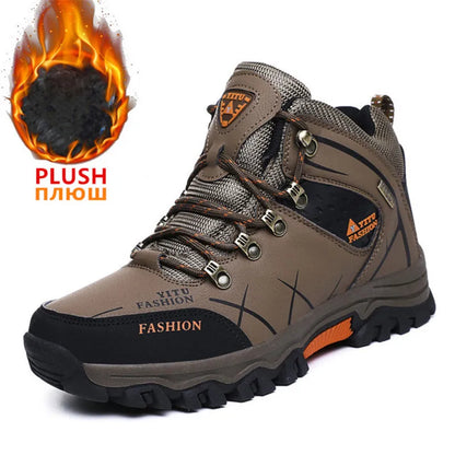 Men Winter Snow Boots Waterproof Leather Sneakers Super  Warm Men's Boots Outdoor Male Hiking Boots Work Shoes Size 39-47