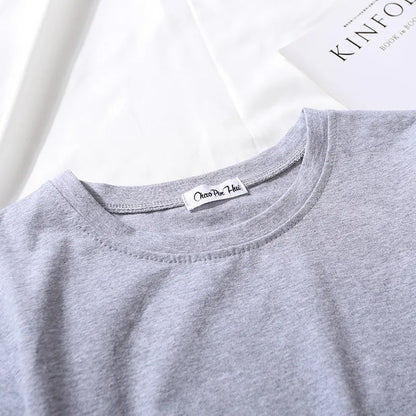 Summer Short Sleeve T Shirts Women  Solid T-shirt O Neck High Waist Crop Top Tee Female Casual Loose T Shirt