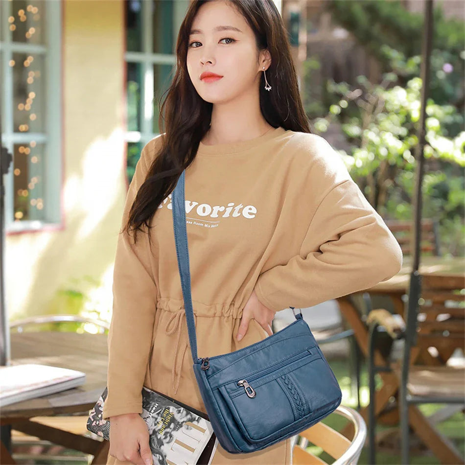Fashion All-match Solid Color Messenger Bag High Capacity Womens Shoulder Bags 2021 New High Quality Pu Leather Women Handbag