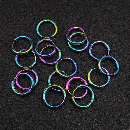 10pcs/lot Stainless Steel Hoop Earrings 2.5mm 2.0mm Thick for Men Women Blue Black Gold Colorful Round Circle Earring Wholesale
