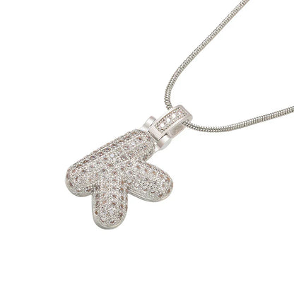1.25x500mm Fat and lovely crystal brass silver color  letter necklace for women friends birthday gift model: VL34