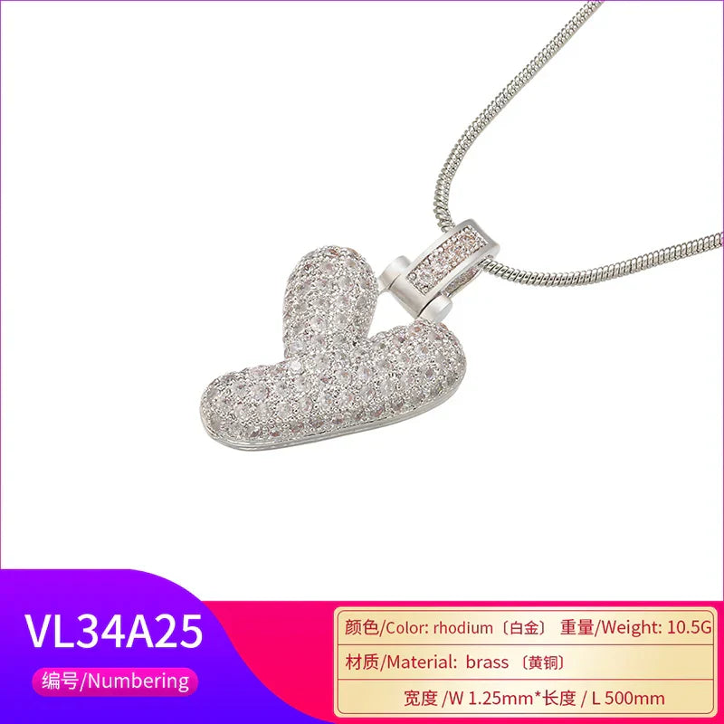 1.25x500mm Fat and lovely crystal brass silver color  letter necklace for women friends birthday gift model: VL34