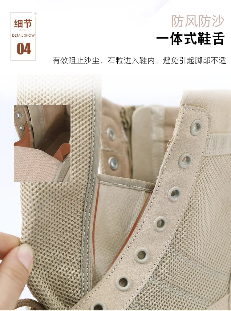 Men Breathable Mesh Tactical Boots Men Boots Outdoor Lightweight Hiking Shoes New Desert Combat Boots Work Men Shoes