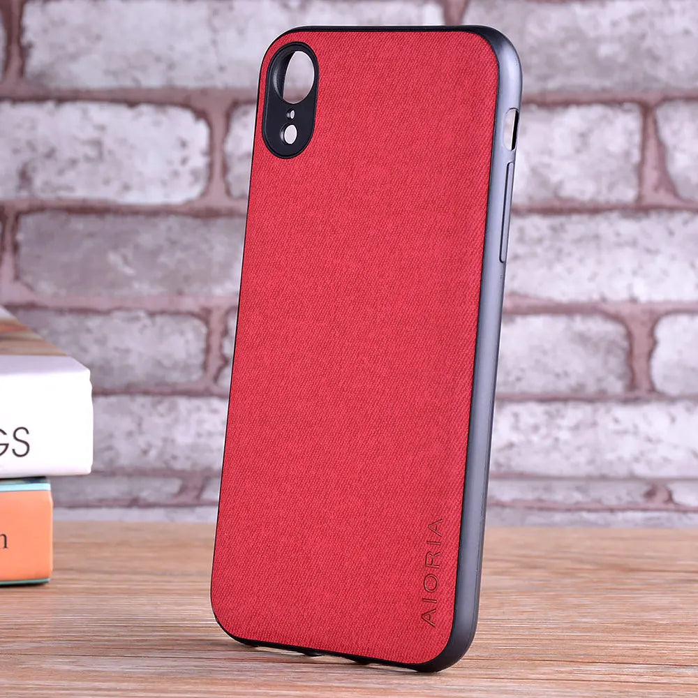 Case for iPhone  X XR XS max coque Luxury textile Leather skin soft TPU hard PC phone cover for iPhone X XR XS case funda capa