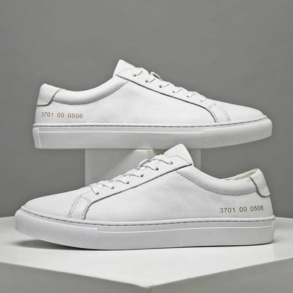 Spring Summer White Genuine Leather  Men's Shoes Men's Casual Shoes Fashion Sneakers  Wild Mens Flat Shoes Non-slip Board Shoe