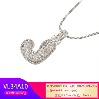 1.25x500mm Fat and lovely crystal brass silver color  letter necklace for women friends birthday gift model: VL34