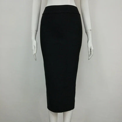Women Candy Color Sexy Neon Green Brown Orange Yellow Knee Length Bandage Pencil Skirt 2020 Designer Skirt Faldas 78cm