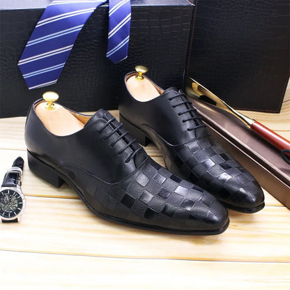 Size 7-12 Classic Italy Mens Oxford Real Leather Shoes White Lace Up Pointed Toe Wedding Party Dress Formal Shoes for Men