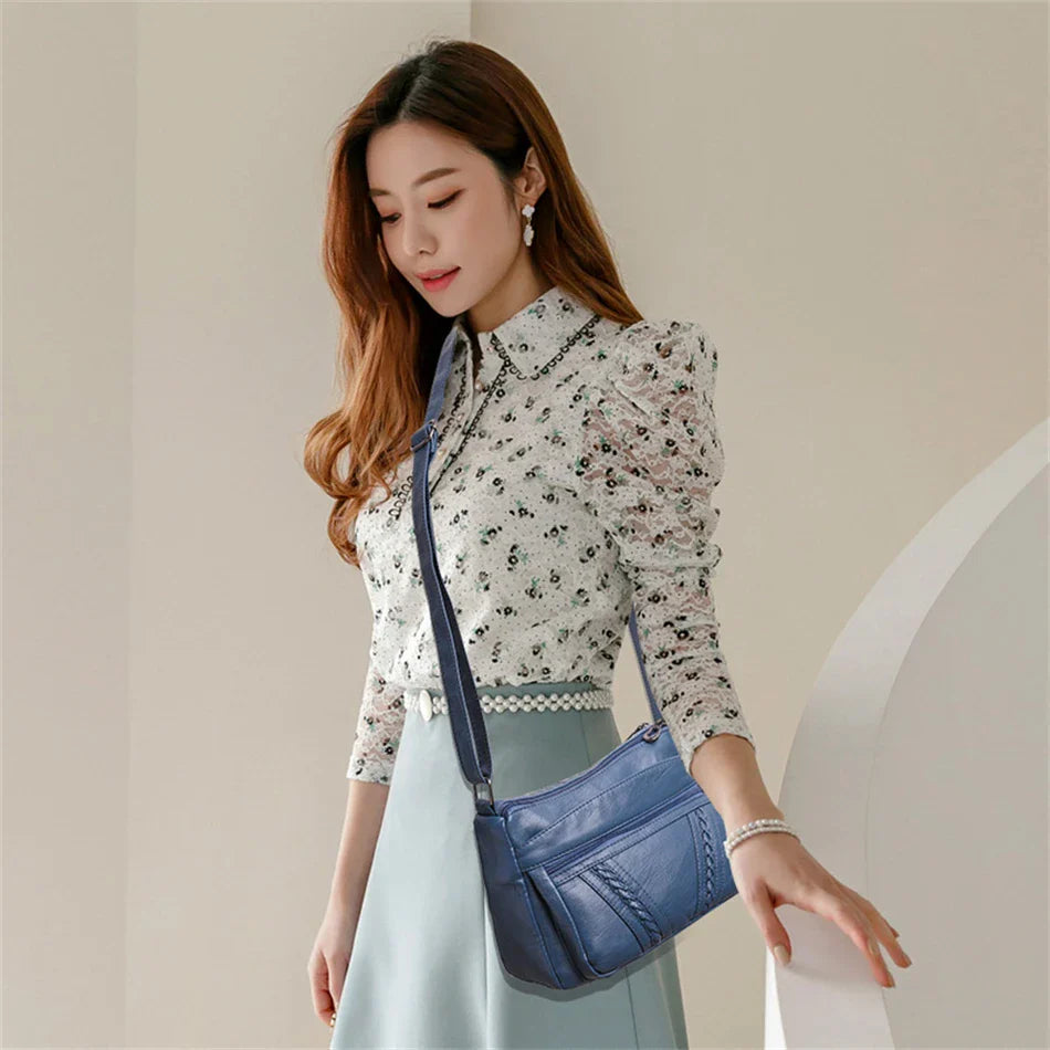 Fashion All-match Solid Color Messenger Bag High Capacity Womens Shoulder Bags 2021 New High Quality Pu Leather Women Handbag