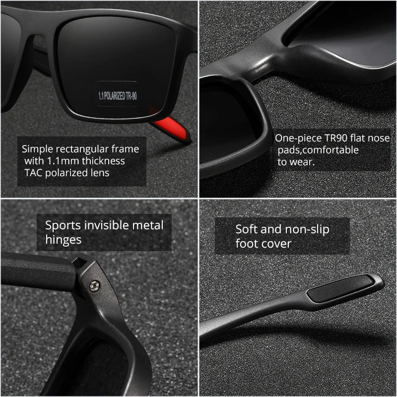 Rectangular Ultra Light Sports Sunglasses Men Polarized TAC 1.1mm Thickness Lens Driving Sun Glasses Women Cat.3