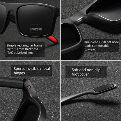 Rectangular Ultra Light Sports Sunglasses Men Polarized TAC 1.1mm Thickness Lens Driving Sun Glasses Women Cat.3