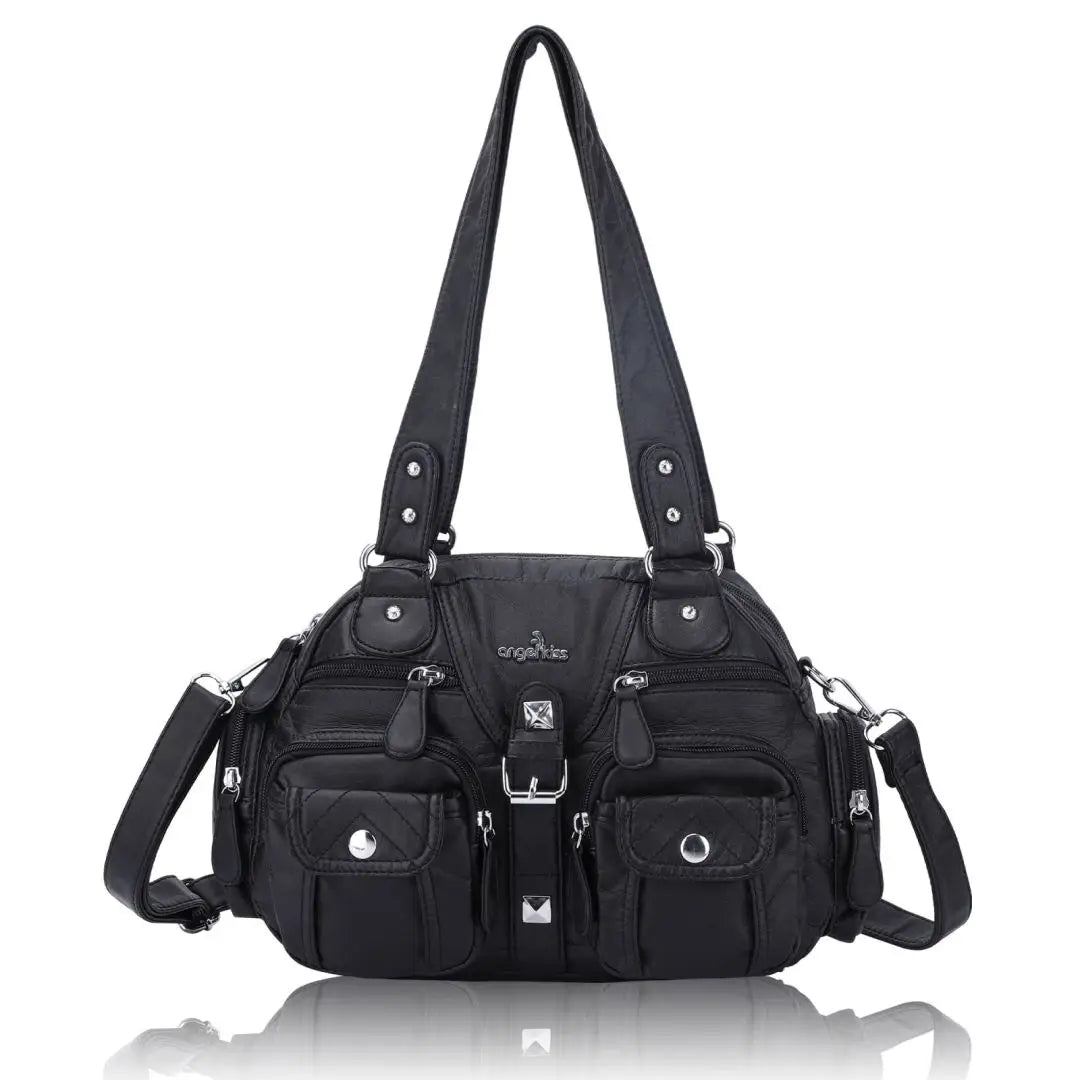 Women Small Handbags Satchel Top-handle Handbag PU Shoulder Bag 8”x11” Dumpling Pack Multi-pockets Shoulder Bag