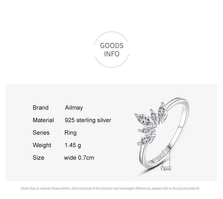 Fashion 925 Sterling Silver Simple crown Finger Ring Elegant Clear Zircon Rings For Women Girls Party Accessories Jewelry