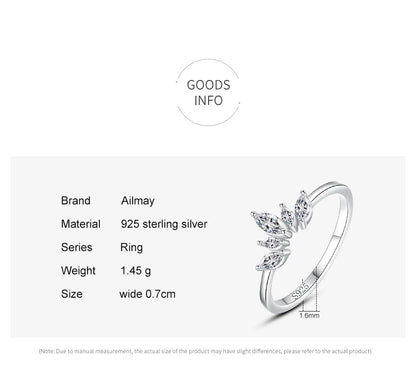 Fashion 925 Sterling Silver Simple crown Finger Ring Elegant Clear Zircon Rings For Women Girls Party Accessories Jewelry