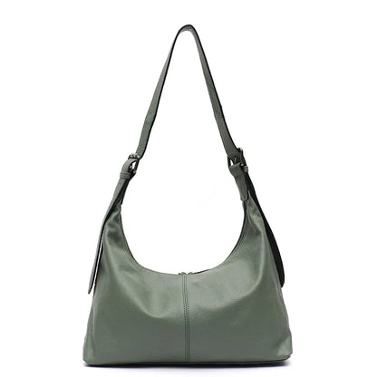 Luxury Women Cowhide Crossbody Bag Large Casual Shoulder Purse Wide Strap Handbag Female Daily 100% Genuine Leather Hobo Sack