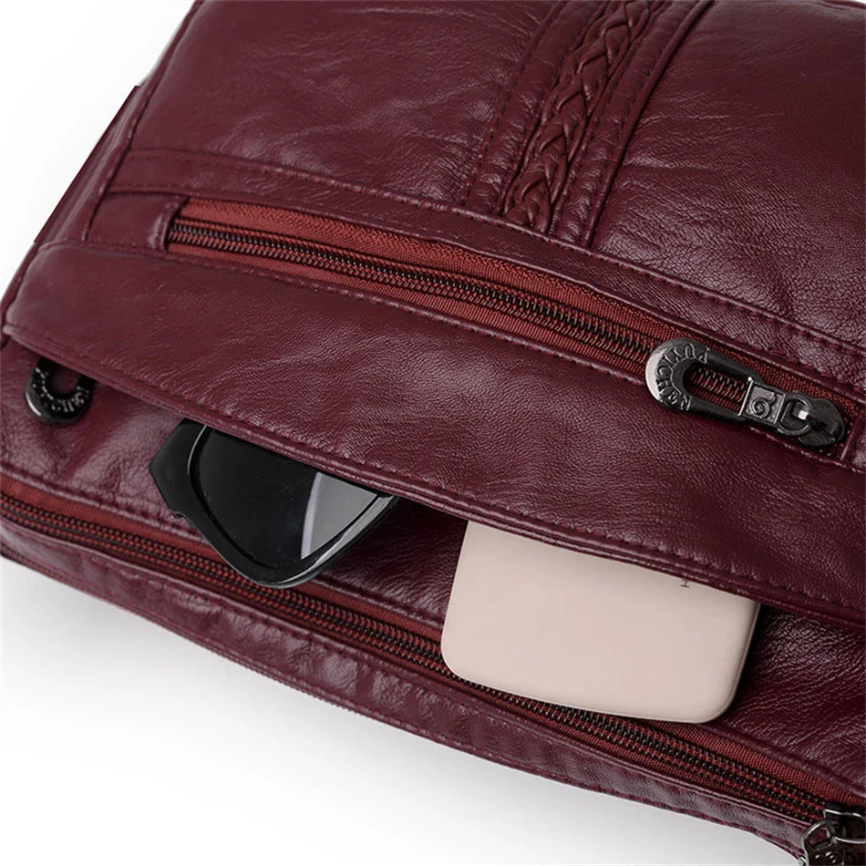Fashion All-match Solid Color Messenger Bag High Capacity Womens Shoulder Bags 2021 New High Quality Pu Leather Women Handbag