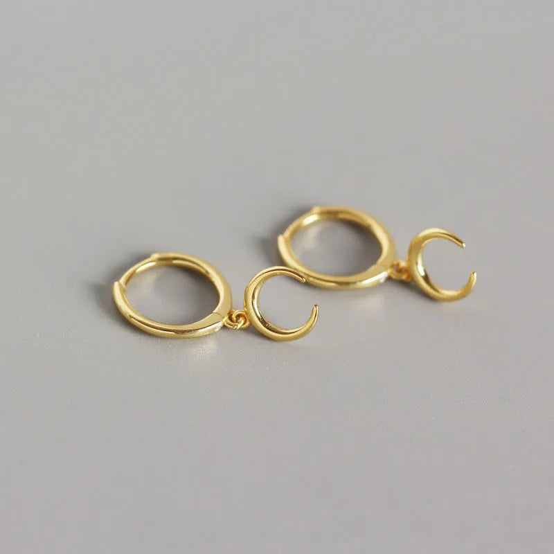 Real 100% 925 Sterling Silver Punk Hip-Hop Link Chain Gothic Studs Earrings for Fashion Women Jewelry Accessories 2022