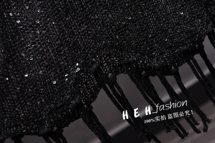 Sexy Shiny Gold Silver Knitted Tank Tops Women Bling Bling Sequined Tassels Knitted Vest  All Neon Store Clothes  Korean