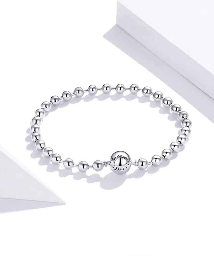 Silver Bead Chain Bracelet 925 Sterling Silver Simple Love Chain Women Fashion Basic Bracelets SCB203