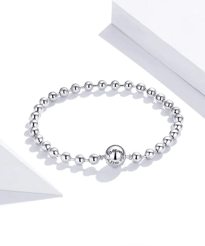 Silver Bead Chain Bracelet 925 Sterling Silver Simple Love Chain Women Fashion Basic Bracelets SCB203
