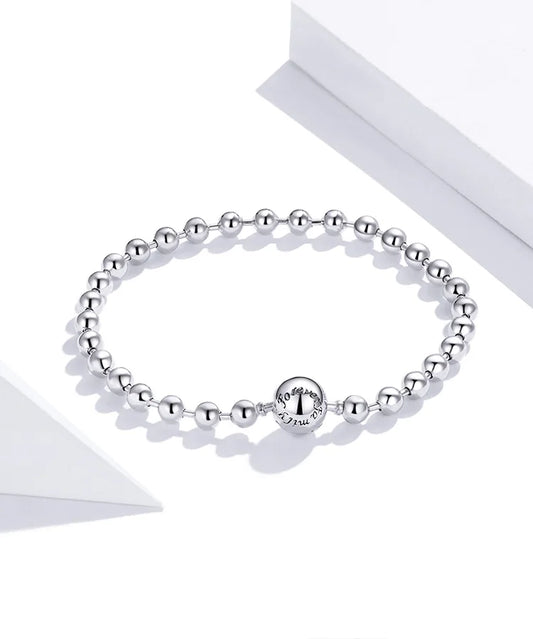 Silver Bead Chain Bracelet 925 Sterling Silver Simple Love Chain Women Fashion Basic Bracelets SCB203