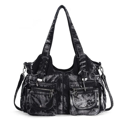 Women's Denim Bag Y2K Vintage Blue Jean Purse and Handbags Crossbody Shoulder Wallet Large Capacity