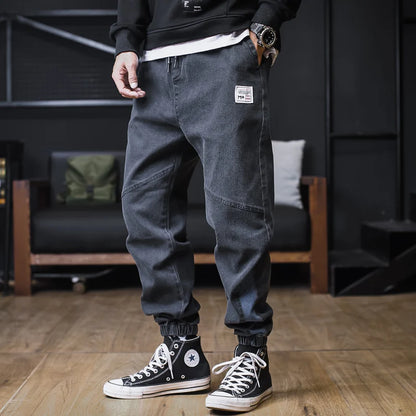Calça Jeans Masculina Plus Size Solta Jogger Streetwear Harem Cargo Jeans Calças Jeans na Altura do Tornozelo