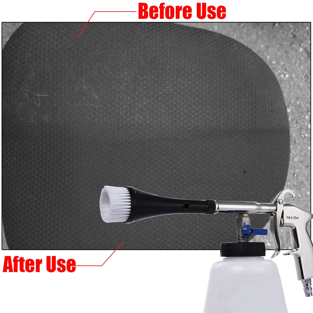 Escova de Detalhes para Lavadora de Alta Pressão Tornado, Pistola de Limpeza Profunda para Interior de Carro com Escova, Acionada a Ar, Conector Europeu
