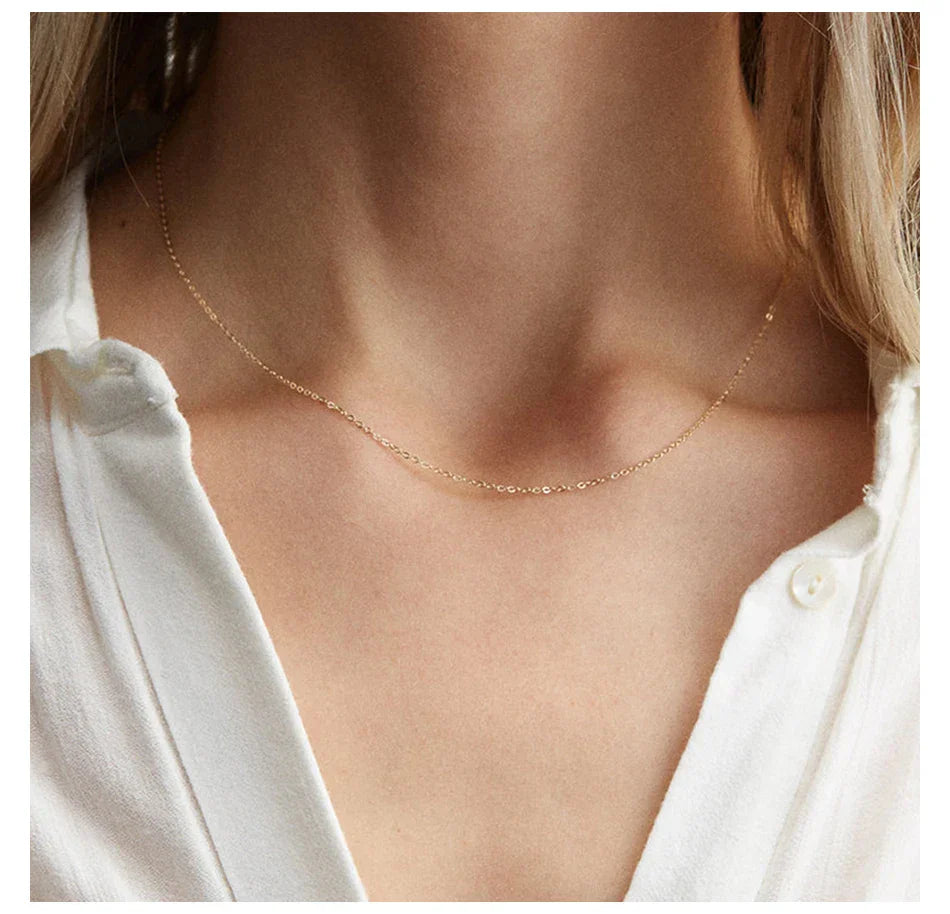 Fine Chain Necklace Stainless Steel Gold Color Pendants Short Long Statement Women  Colar Gift Stainless Steel Jewelry