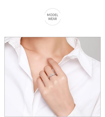 Fashion 925 Sterling Silver Simple crown Finger Ring Elegant Clear Zircon Rings For Women Girls Party Accessories Jewelry
