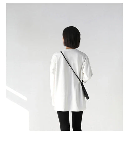 Spring Autumn Women's Solid Color Loose Long Sleeve T-shirt O-neck Basic Top Bottomed Shirt Casual  Tshirt Woman Female